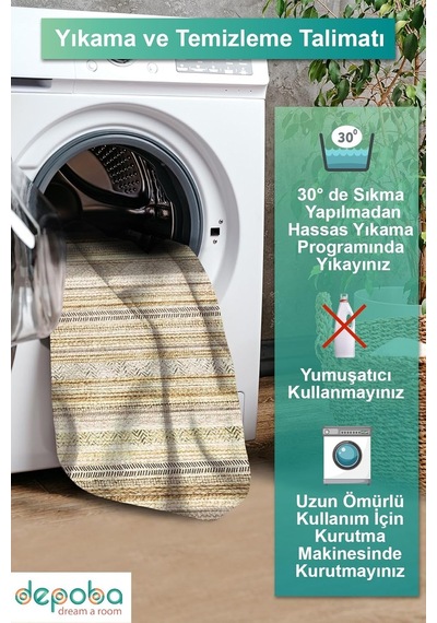 Alexis Kadife Kilim Desen Kaymaz Pamuk Tabanlı Yıkanabilir Antibakteriyel Salon Halısı 120x180 Çok Renkli