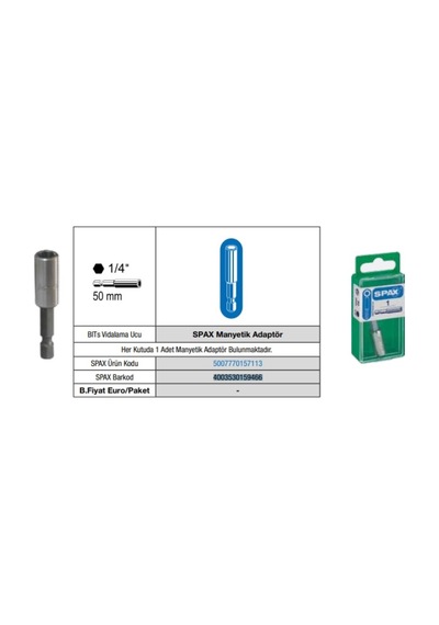Bits Uç Spax Manyetik Adaptör 50 MM