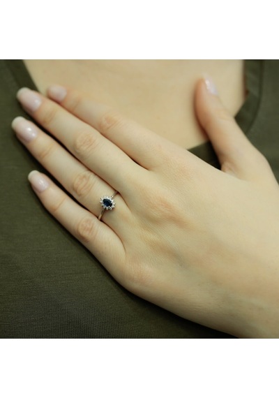 Lova Pırlantalı Oval Safir Anturaj Yüzük - 1020231