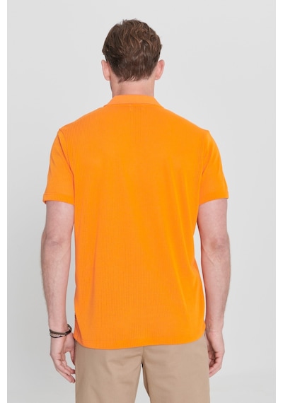 AC&Co / Altınyıldız Classics Erkek Turuncu Regular Fit Rahat Kesim Polo Yaka Baskılı Tişört Turuncu
