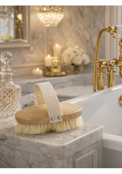 Doğal Ahşap Vücut Banyo Fırçası Kese Etkili, Cilt Arındırıcı Masaj Fırçası Vıchy-7052