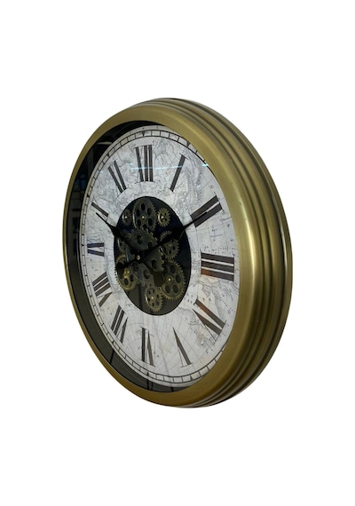 Vintage Atlas Tasarım 60 Cm Çarklı Duvar Saati Çok Renkli