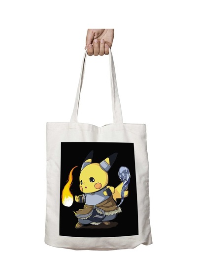 Art Hediye The Last Airbender Pikachu Pokemon İki Tarafı Kalıcı Baskılı Yıkanabilir Okul Plaj Omuz Bez Çantası Çok Renkli