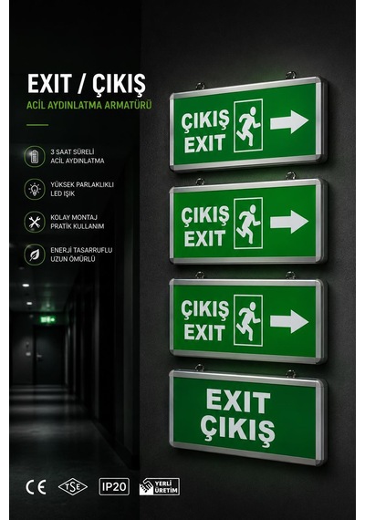 Pelsan Exit Yönlendirme Armatürü 3 Ad Yana Exit Ok Yönlendirme 1 Ad. Exit Çıkış Armatür Pelsan Exit Yönlendirme Armatürü 3 Ad Yana Exit Ok Yönlendirme 1 Ad. Exit Çıkış Armatür
