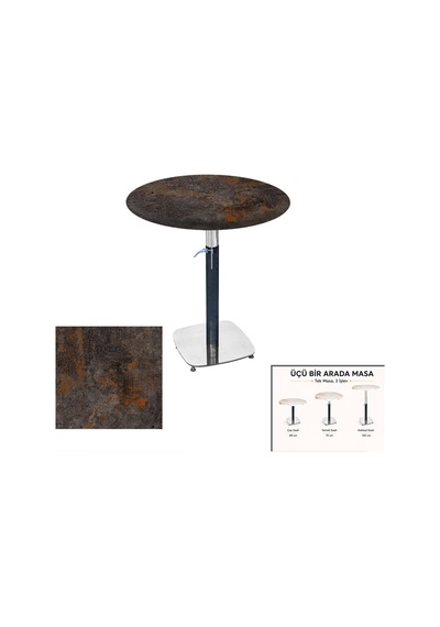 Üçüz Masa Ayarlanabilir 60 Cm Yuvarlak - Werzalit, Wermodin Ve Allzalit Tabla - Metalic Oxid 3 Çok Renkli Üçüz Masa Ayarlanabilir 60 Cm Yuvarlak - Werzalit, Wermodin Ve Allzalit Tabla - Metalic Oxid 3 Çok Renkli