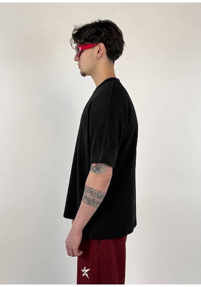 Zaee 2m Motive Taşlı Oversize T-shirt Kırmızı