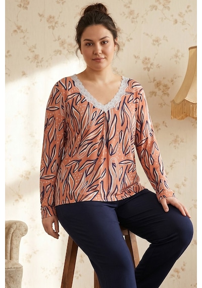 Siyah İnci Desenli Büyük Beden Battal Boy Viskon Örme Pijama Takım 26224804 Çok Renkli Siyah İnci Desenli Büyük Beden Battal Boy Viskon Örme Pijama Takım 26224804 Çok Renkli