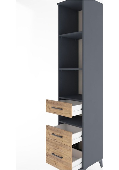 Hyperion Dolap 4 Raflı 3 Çekmeceli 44x44x221 Antrasit-çam Antrasit