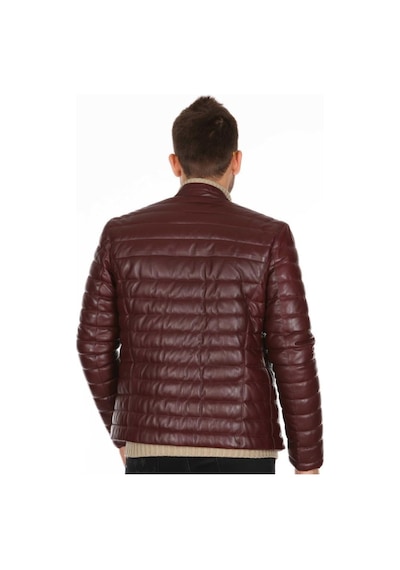 Hakiki Kuzu Derisi Fermuarlı Bordo Kışlık Erkek Ceket Bordo
