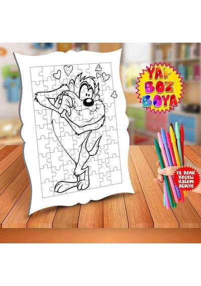Aşık Taz Eğitici Çocuk Boyama Puzzle Tablo-taz4