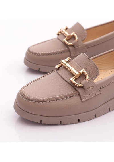 Dgn 5604-2 Kadin Aksesuarli Loafer Ayakkabi Vizon Floater