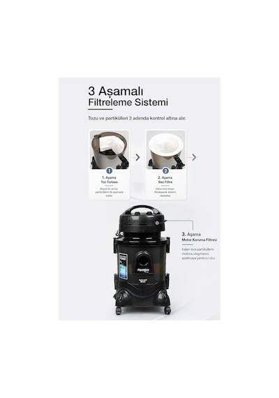 Fantom Robotix CC-9500 2400 W Su Filtreli Halı Yıkama Robotu Yüksek Emiş Gücü ile Pratik Temizlik