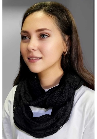Tezzgelsin Kadın Çift Dolama Triko Örgü Boyunluk Siyah