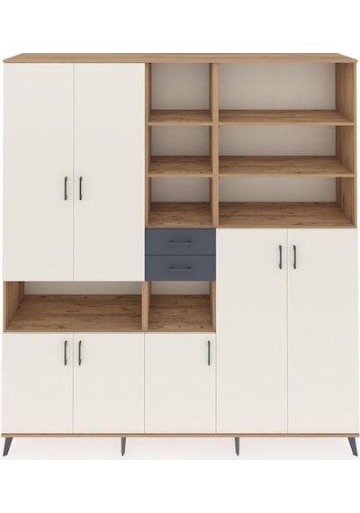 Hyperion Dolap 17 Raflı 2 Çekmeceli 7 Kapaklı 220x44x243 Çam-aytaşı/antrasit Aytası/antrasıt Hyperion Dolap 17 Raflı 2 Çekmeceli 7 Kapaklı 220x44x243 Çam-aytaşı/antrasit Aytası/antrasıt