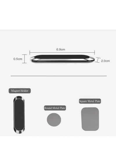 Manyetik Telefon Tutucu, Gümüş Ve Siyah, Araç İçi Kullanım, Oval Tasarım 2 Mixed