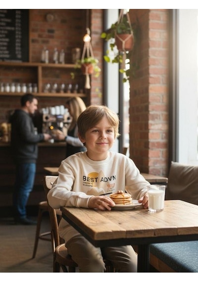 Zekids Erkek Çocuk Pamuklu Best Advn Yazılı İnce Uzun Kollu T-shirt-16342 KREM