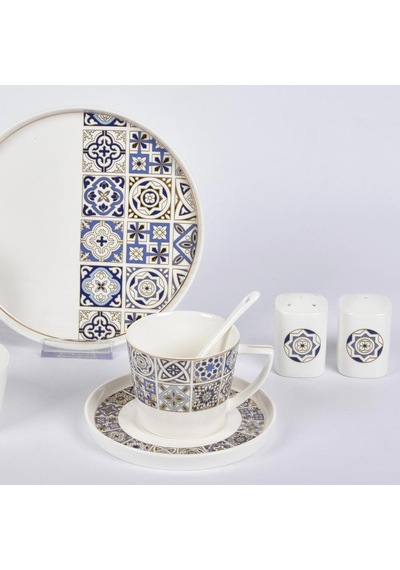 Karışık Desenli New Bone Porselen 32 Parça Kahvaltı Takımı Beyaz