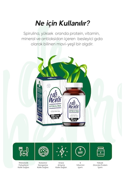 Dr. Henri Spirulina İçeren Takviye Edici Gıda 660 Mg 60 Kapsül