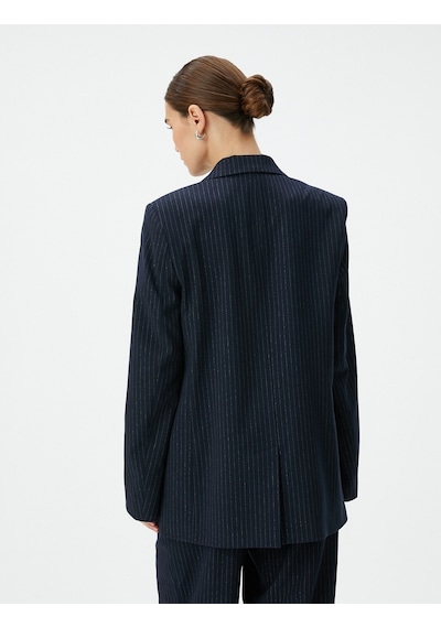 Koton Blazer Ceket Düğmeli Fleto Cepli Lacivert Çizgili 4wak50078pw 4WAK50078PW7S1 Lacivert Koton Blazer Ceket Düğmeli Fleto Cepli Lacivert Çizgili 4wak50078pw 4WAK50078PW7S1 Lacivert