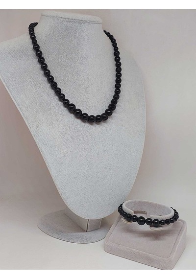 Galaksi Serisi Shungite Şungit Taşı Kolye & Bileklik Seti Çok REnkli