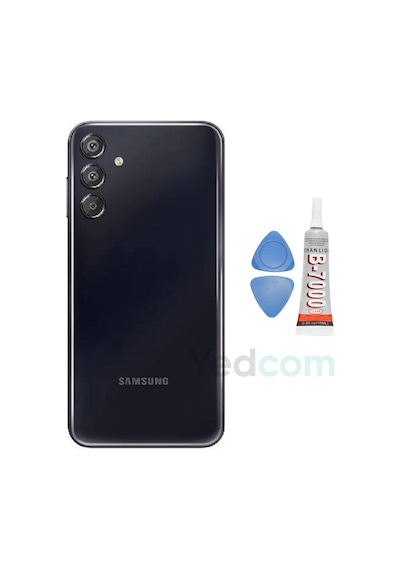 Samsung F15 Siyah Arka Cam Batarya Pil Kapağı Telefon Arka Kapak Yapışkan Beraber