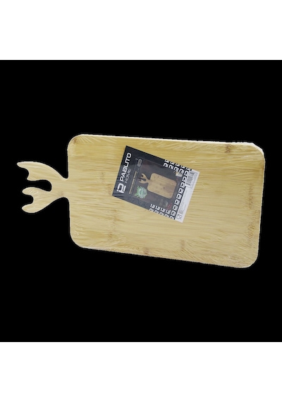 Ahşap Bambu Kesim Panosu 22x36 Cm Geyik Boynuz Saplı Açık Ceviz