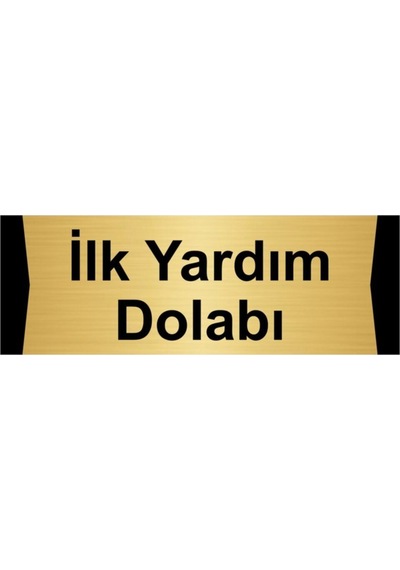 Ilk Yardım Dolabı 5x20cm Altın Renk Metal Yönlendirme Levhası