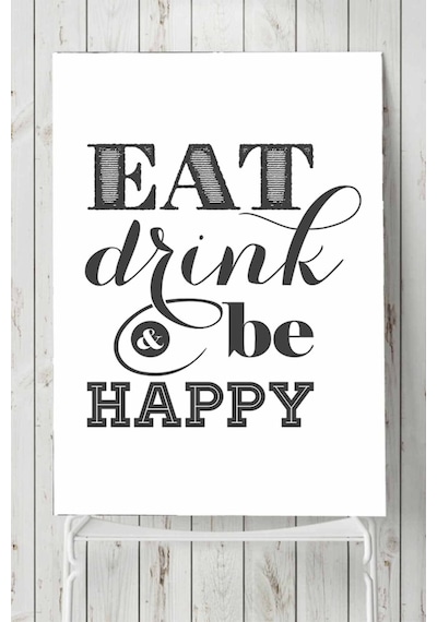 Eat Drink Be Happy Mutfak Poster