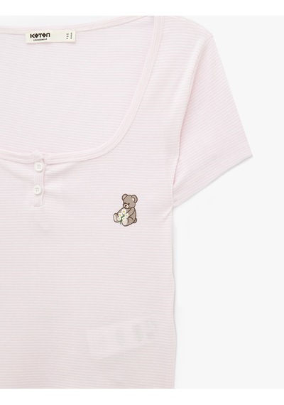 Koton Rahat Kalıp U Yaka Kısa Kollu Pamuklu Pijama Üstü Pınk Strıpe 6slk40159mk Pembe Çizgili Koton Rahat Kalıp U Yaka Kısa Kollu Pamuklu Pijama Üstü Pınk Strıpe 6slk40159mk Pembe Çizgili