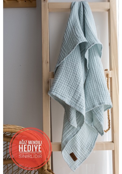 Zeypba 4 Katlı Müslin Bebek - Çocuk Battaniyesi %100pamuk 90x100 CM Mavi