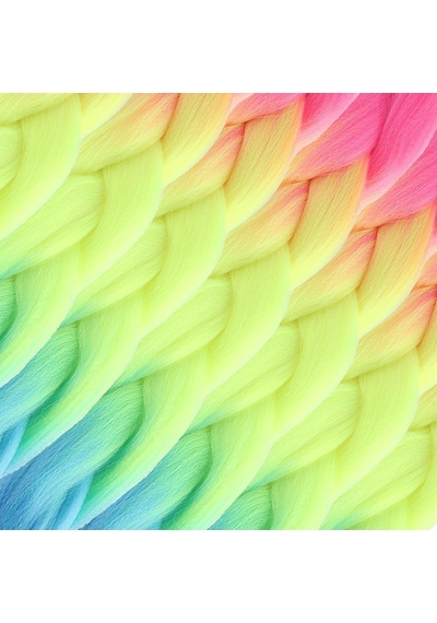 Afrika Örgülük Ombreli Sentetik 100 Gr. / Fuşya / Neon Sarı / Açık Mavi - Rxlu-462956 Çok Renkli