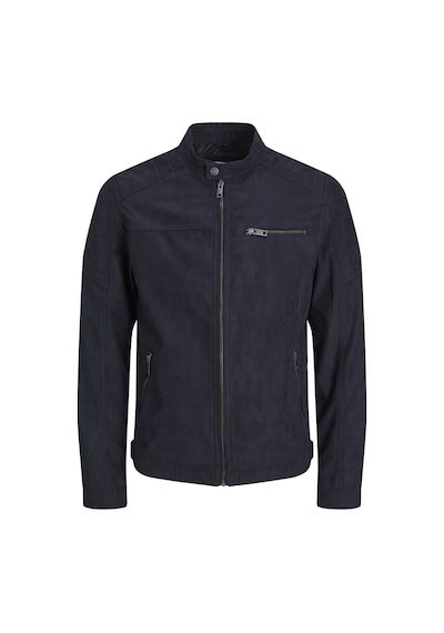 Jack & Jones Erkek Rocky Deri Ceket Lacivert - Siyah