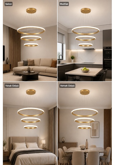 Rizon 3 Lü Led Sarkıt Avize Beyaz Işık Eskitme