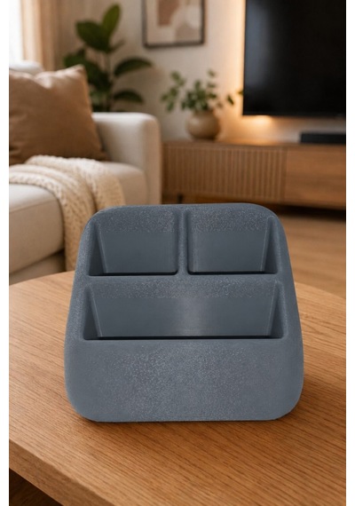 Masa Üstü Kumandalık Organizer Çok Bölmeli Tv Klima Kumanda Standı Düzenleyici 16x13x9.6 Cm Gri