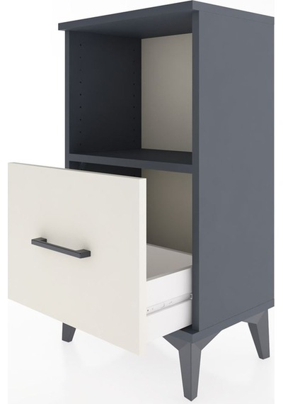 Arges Komodin Tek Raflı Tek Çekmeceli 44x30x80 Antrasit-aytaşı Antrasit