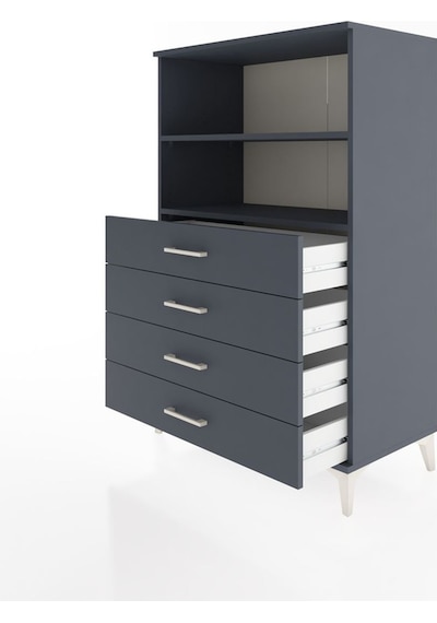 Hyperion Dolap 2 Raflı 4 Çekmeceli 88x44x134 Antrasit-antrasit Antrasit