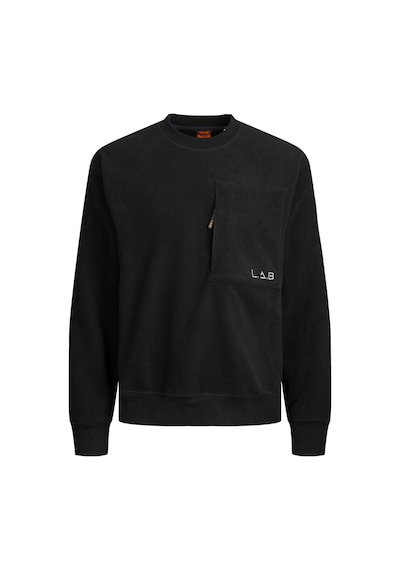 Jack & Jones L.a.b İşlemeli Bisiklet Yaka Polar Sweatshirt 12241523 Black Koyu Siyah