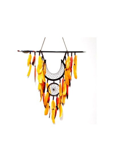 Ok Ve Ay Modelli Turuncu Dream Catcher Duvar Süsü