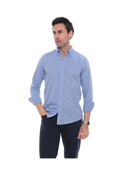 Slim Fit Uzun Kol Yaka Düğmeli Nefes Alan Keten Hediye Kutulu Erkek Gömlek Fs-004548 - Koyu Mavi-3242 Slim Fit Uzun Kol Yaka Düğmeli Nefes Alan Keten Hediye Kutulu Erkek Gömlek Fs-004548 - Koyu Mavi-3242