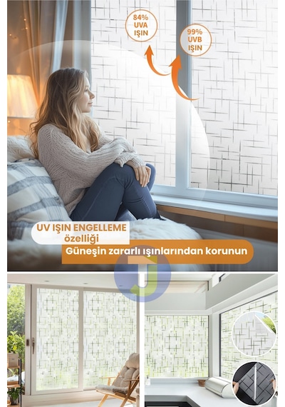 Technojet Statik Buzlu Desenli Cam Kaplama Filmi Duşa Kabin Ofis Balkon Dekorasyon Folyo 60cmx100cm Tk2010