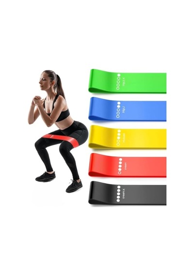 Farklı Direnç Seviyelerinde Pilates Bandı Seti Açık Bej