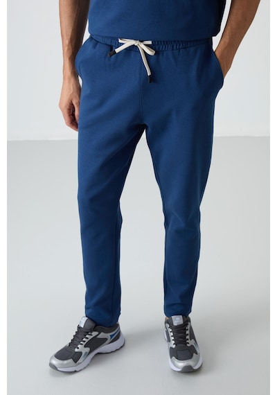 Tommy Life Parlament Pamuklu Kalın Yumuşak Dokulu Oversize Fit Basic Erkek Eşofman Takım - 85251 Mavi