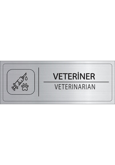 Mayeka Veteriner İsimlik Gümüş Metal Kapı İsimliği Levhası Yönlendirme Tabelası