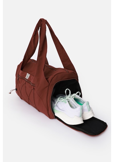 İcone Bag Kadın Spor Ve Yoga Çantası Çok Cepli, Ayakkabı Bölmeli, Lastik Detaylı, Fermuarlı Ön Cep Kiremit
