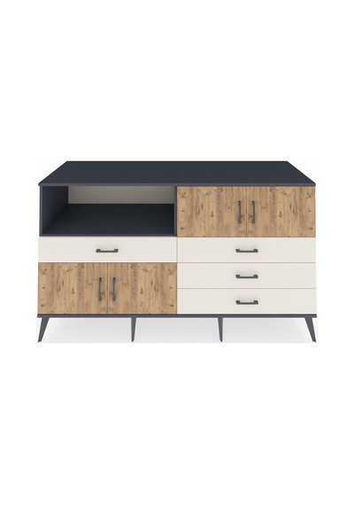 Kronos Konsol 2 Raflı 4 Çekmeceli 4 Kapaklı 176x59x99 Antrasit-çam/aytaşı Atlas Çam/aytası - Antrasıt