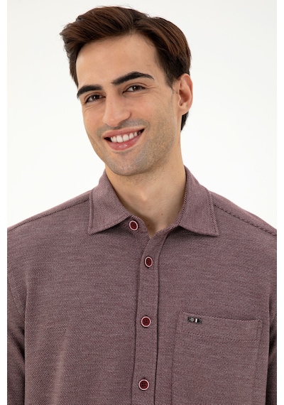 U.S. Polo Assn. Erkek Bordo Comfort Fit Cepli Örme Gömlek 50306264-VR014