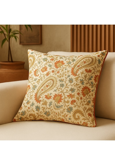 Bohem Etnik Desenli Kırlent Kılıfı Duck Kumaş, Fermuarlı, Dekoratif Yastık 45 x 45