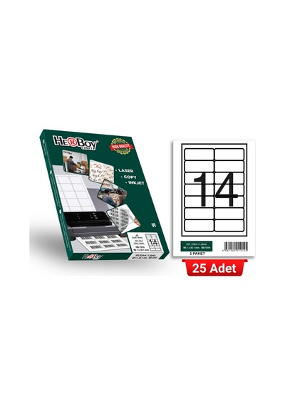 Herboy Hb-1014 99,1 X 38,1 Mm A4 Laser Etiket 25 Adet