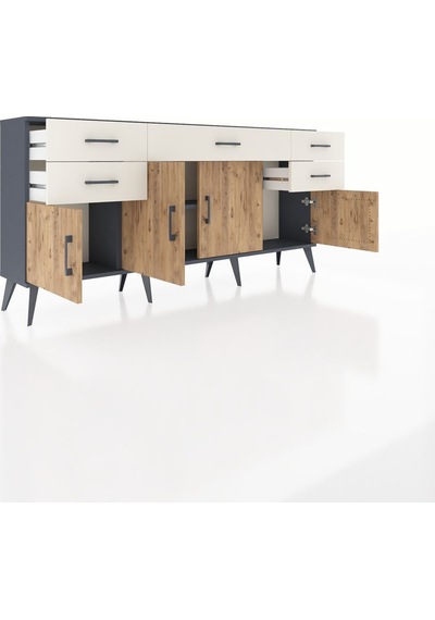 Arges Konsol Tek Raflı 5 Çekmeceli 4 Kapaklı 176x30x83 Antrasit-çam/aytaşı Çam/aytaşı Arges Konsol Tek Raflı 5 Çekmeceli 4 Kapaklı 176x30x83 Antrasit-çam/aytaşı Çam/aytaşı