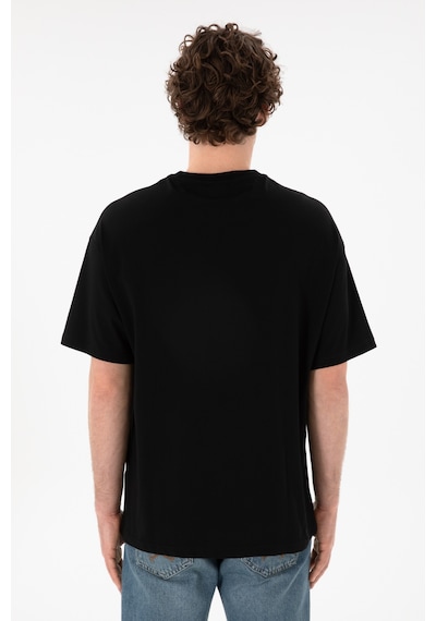 U.S. Polo Assn. Erkek Oversize Fit Bisiklet Yaka Siyah Tişört 50305859-VR046